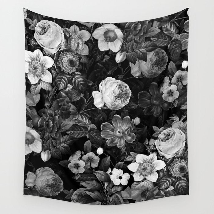 Black and White Garden Wall Tapestry Gallery Image 1