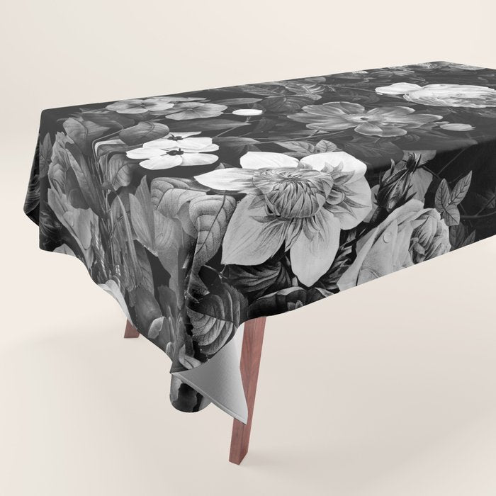 Black and White Garden Tablecloth Gallery Image 1