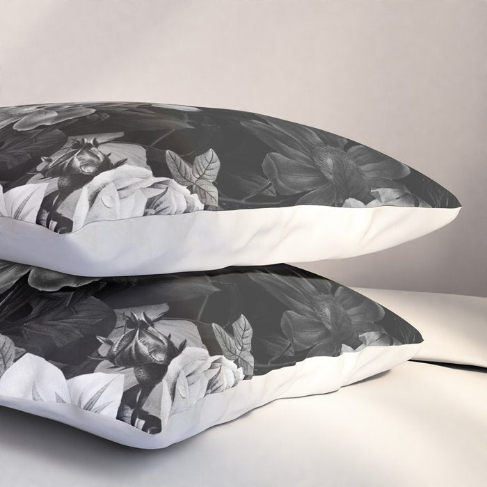 Black and White Garden Pillow Sham Gallery Image 3