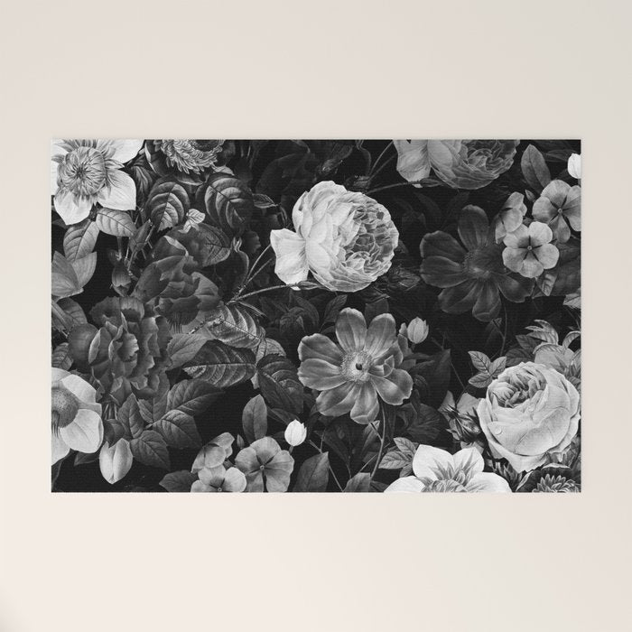 Black and White Garden Welcome Mat Gallery Image 1