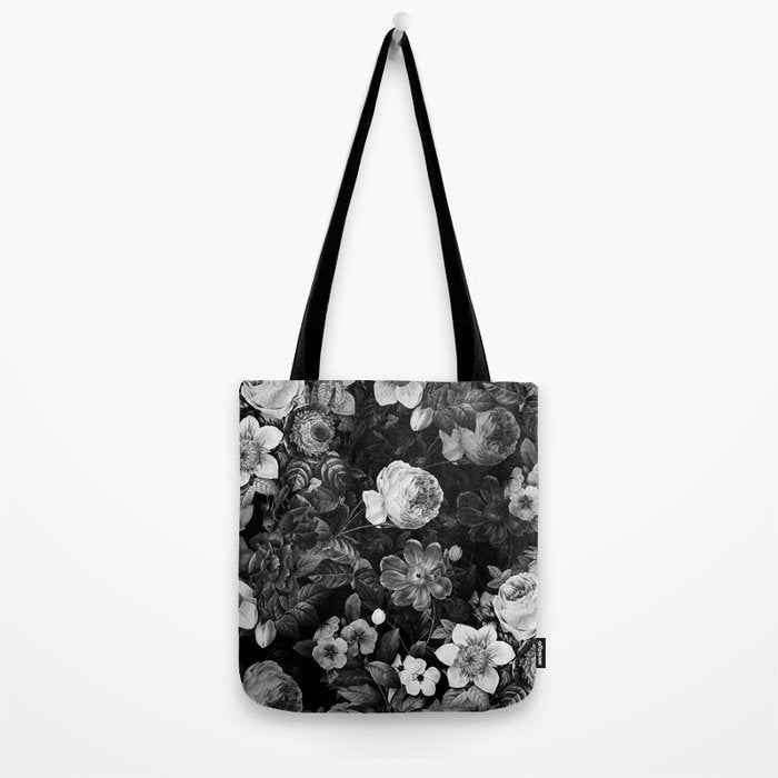 Black and White Garden Tote Bag Gallery Image 2