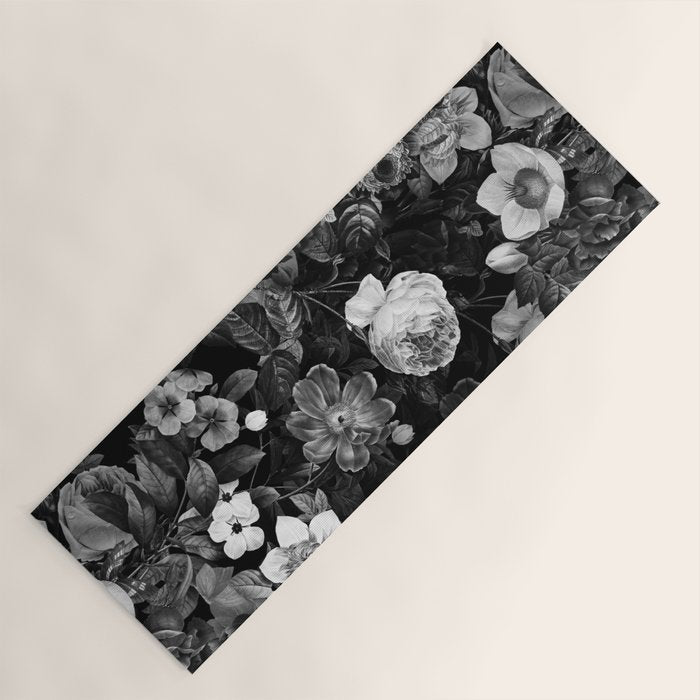Black and White Garden Yoga Mat Gallery Image 1
