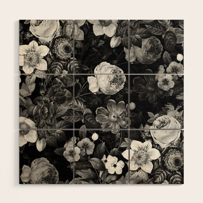Black and White Garden Wood Wall Art Gallery Image 1