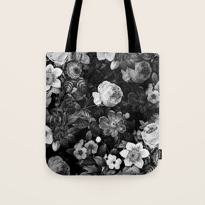 Black and White Garden Tote Bag Gallery Image 1