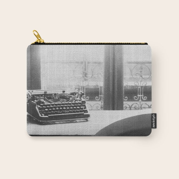 The Writer's Life - Black and White Paris Photography Carry All Pouch Gallery Image 1