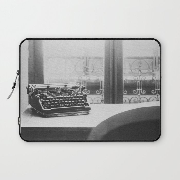 The Writer's Life - Black and White Paris Photography Laptop Sleeve Gallery Image 1