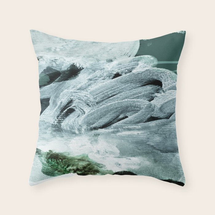 grey green brushstrokes 2 Throw Pillow Gallery Image 6