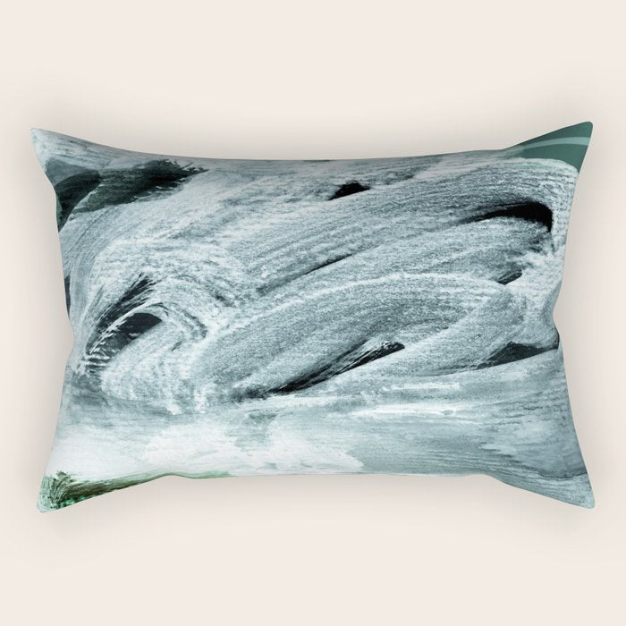 grey green brushstrokes 2 Rectangular Pillow Gallery Image 2