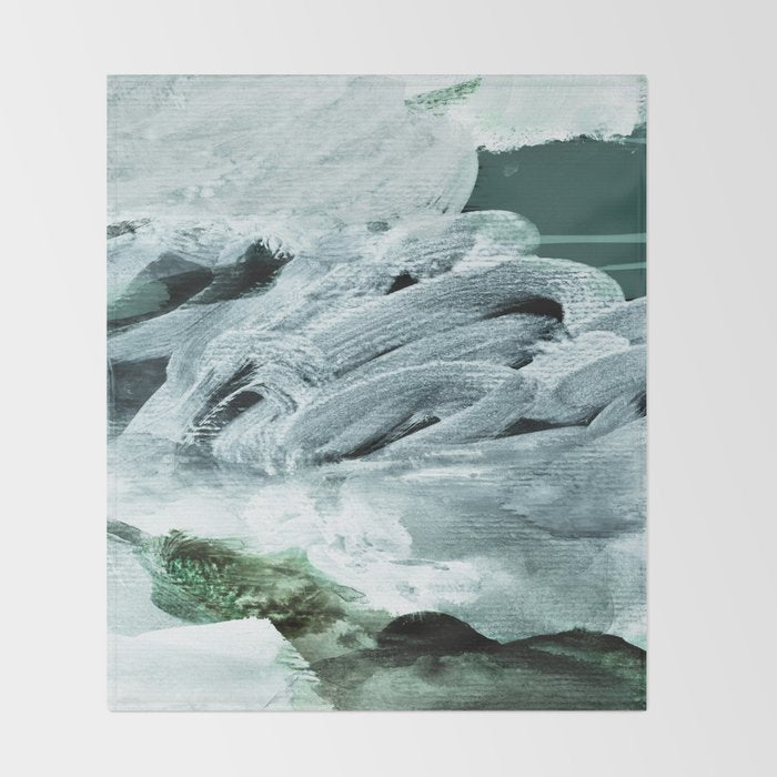 grey green brushstrokes 2 Throw Blanket Gallery Image 2