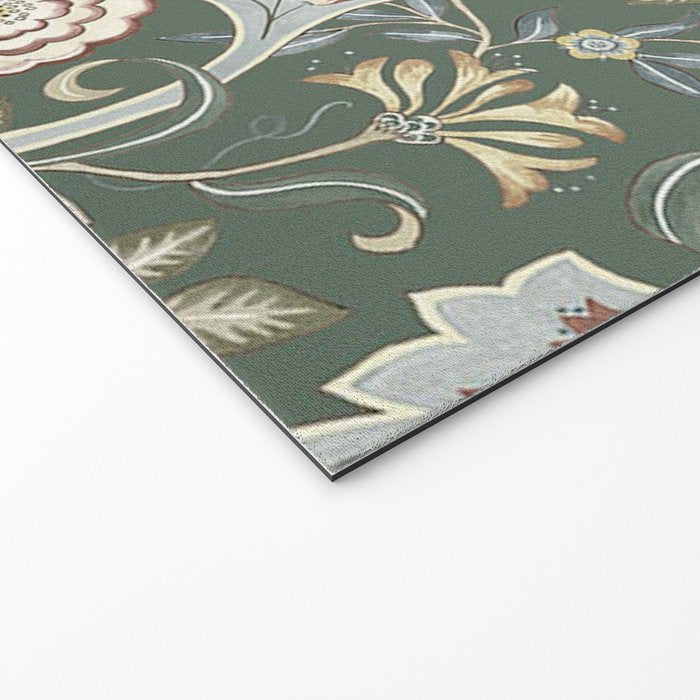 William Morris Vintage Orkney Wilhelmina Green Floral Welcome Mat Gallery Image 2