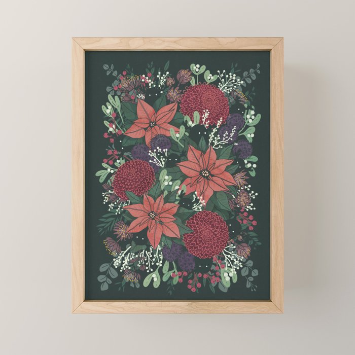 Wild Flowers Winter Bouquet (Enchanting Hidden Monsters in Dark Floral) Mini Art Print Gallery Image 1