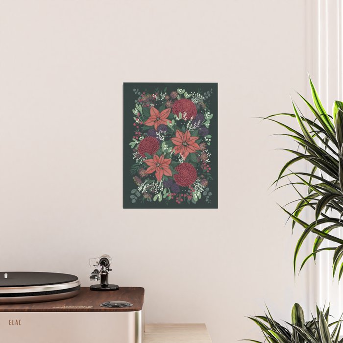 Wild Flowers Winter Bouquet (Enchanting Hidden Monsters in Dark Floral) Poster Gallery Image 2