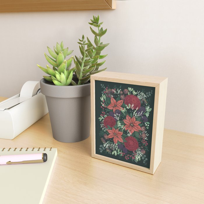 Wild Flowers Winter Bouquet (Enchanting Hidden Monsters in Dark Floral) Mini Art Print Gallery Image 2