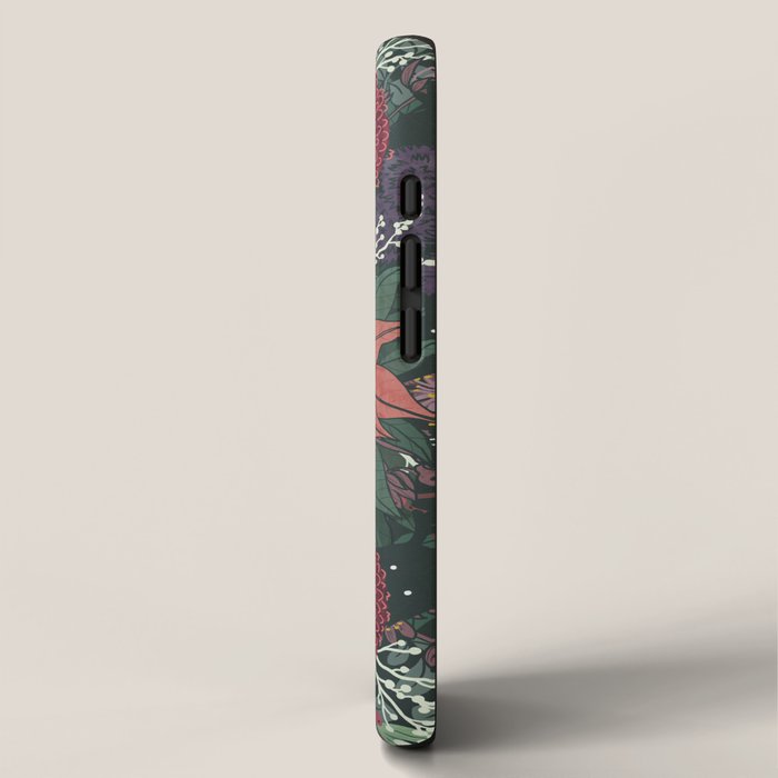 Wild Flowers Winter Bouquet (Enchanting Hidden Monsters in Dark Floral) iPhone Case Gallery Image 2