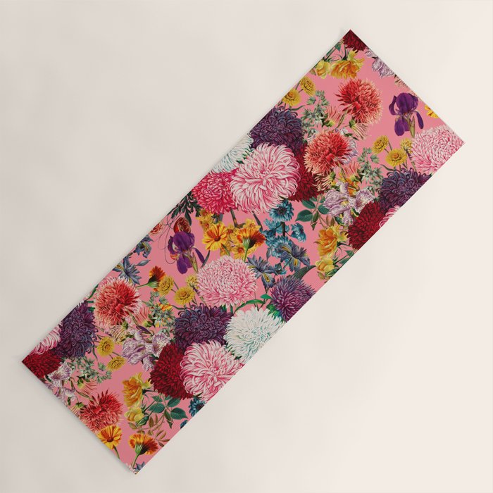 Floral Pink Pattern Yoga Mat Gallery Image 1