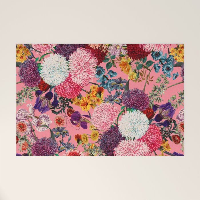 Floral Pink Pattern Welcome Mat Gallery Image 1