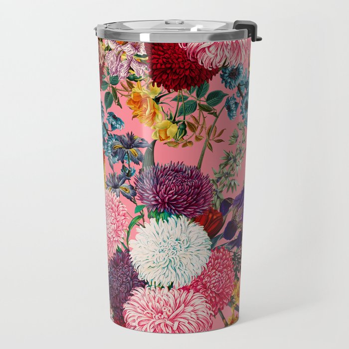 Floral Pink Pattern Travel Mug Gallery Image 2