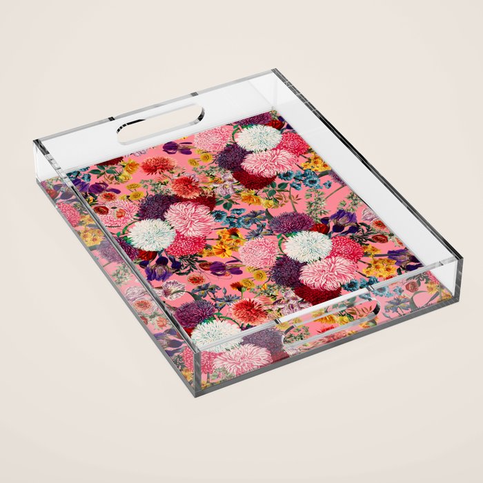 Floral Pink Pattern Acrylic Tray Gallery Image 1