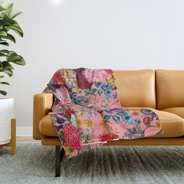 Floral Pink Pattern Throw Blanket Gallery Image 1