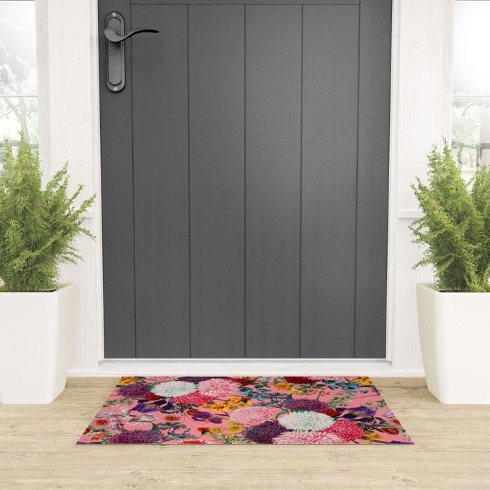 Floral Pink Pattern Welcome Mat Gallery Image 3