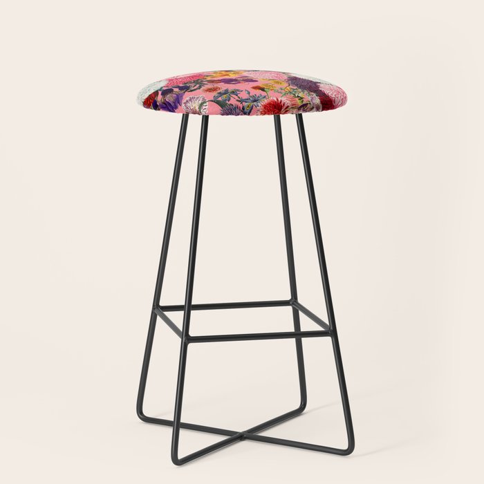 Floral Pink Pattern Stool Gallery Image 1
