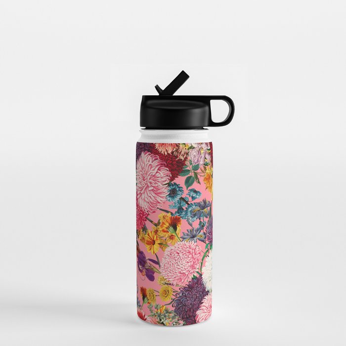 Floral Pink Pattern Water Bottle Gallery Image 1