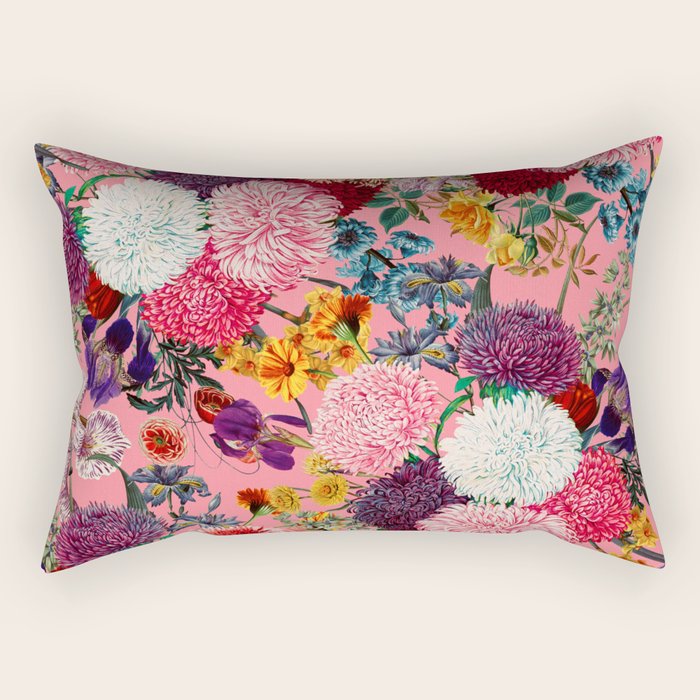 Floral Pink Pattern Rectangular Pillow Gallery Image 2