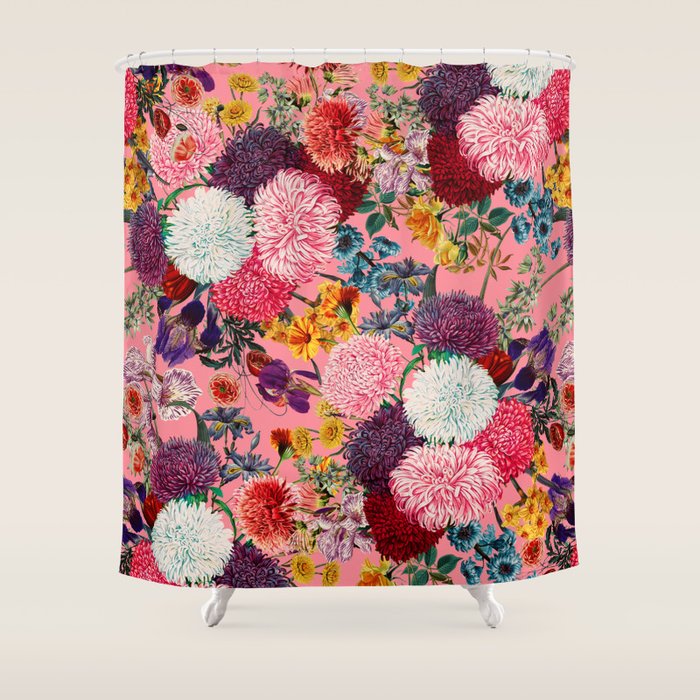 Floral Pink Pattern Shower Curtain Gallery Image 1