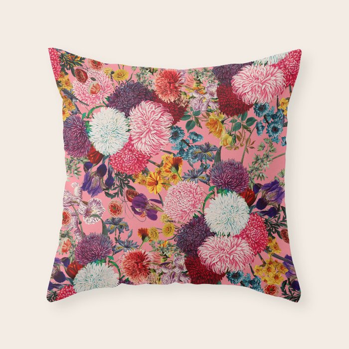 Floral Pink Pattern Throw Pillow Gallery Image 6
