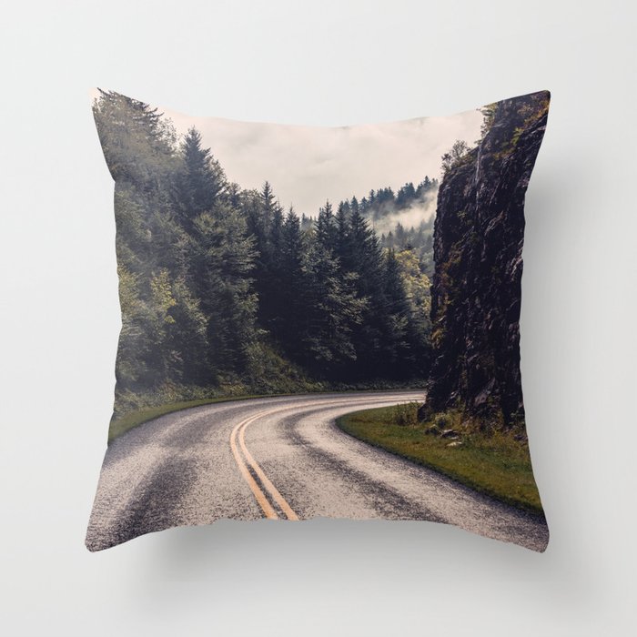 Smoky Mountain National Park -  Road Trip Adventure Throw Pillow Gallery Image 1