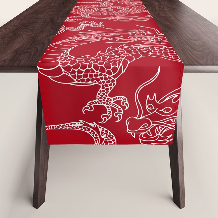 Lunar Year White Dragon Table Runner Gallery Image 1