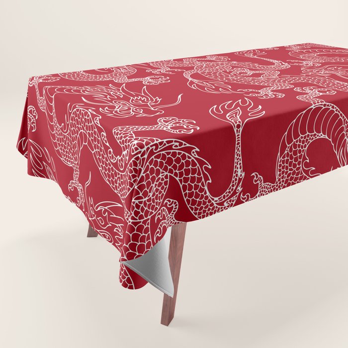 Lunar Year White Dragon Tablecloth Gallery Image 1