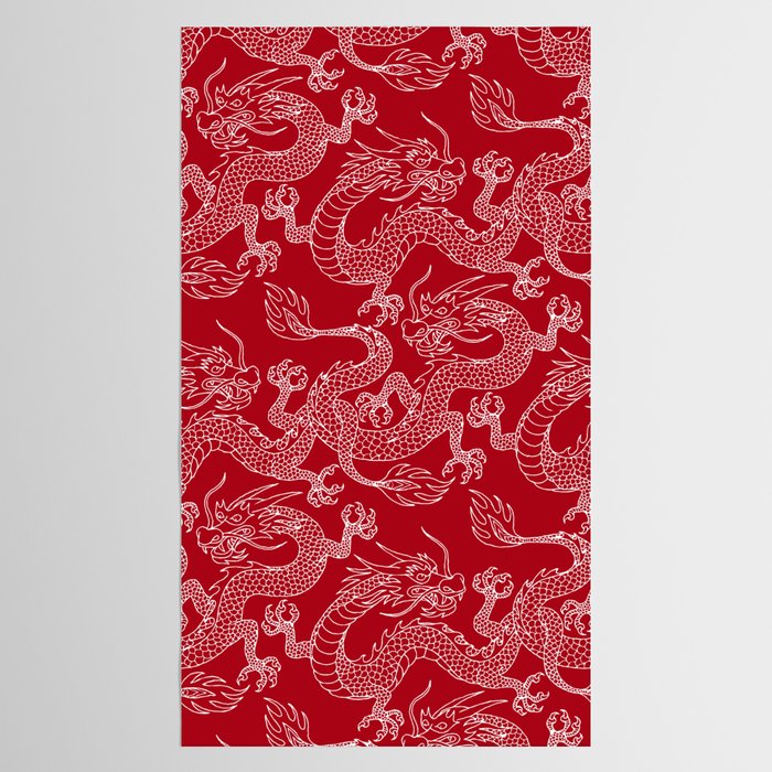 Lunar Year White Dragon Tablecloth Gallery Image 2