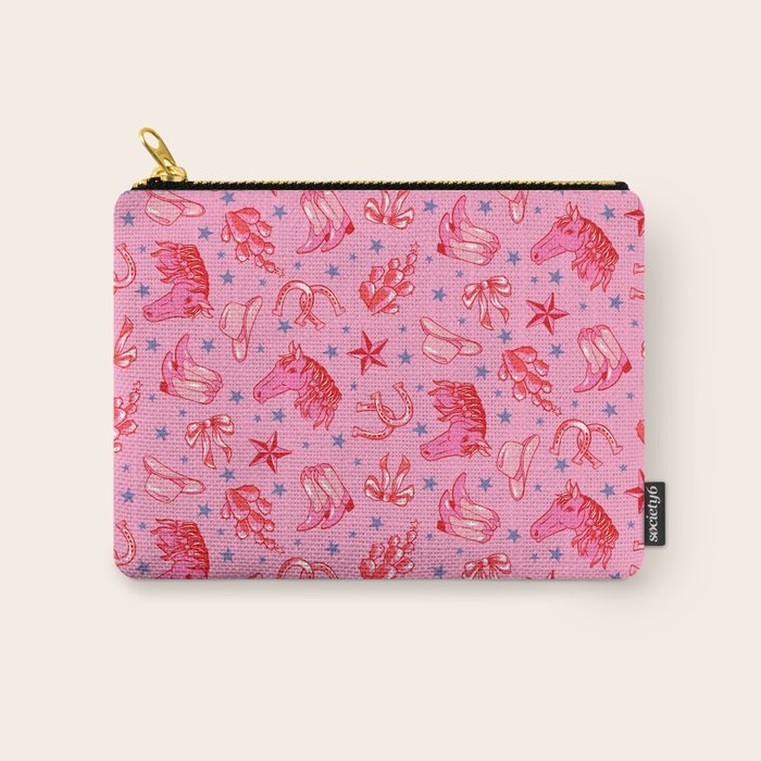 Cowgirl Christmas - pink and red Carry All Pouch Gallery Image 1