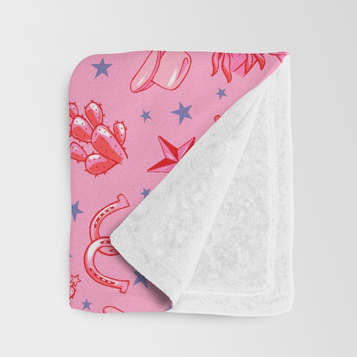 Cowgirl Christmas - pink and red Throw Blanket Gallery Image 3