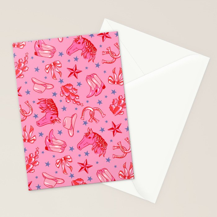 Cowgirl Christmas - pink and red Stationery Card Gallery Image 2