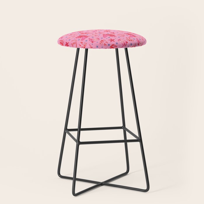 Cowgirl Christmas - pink and red Stool Gallery Image 1