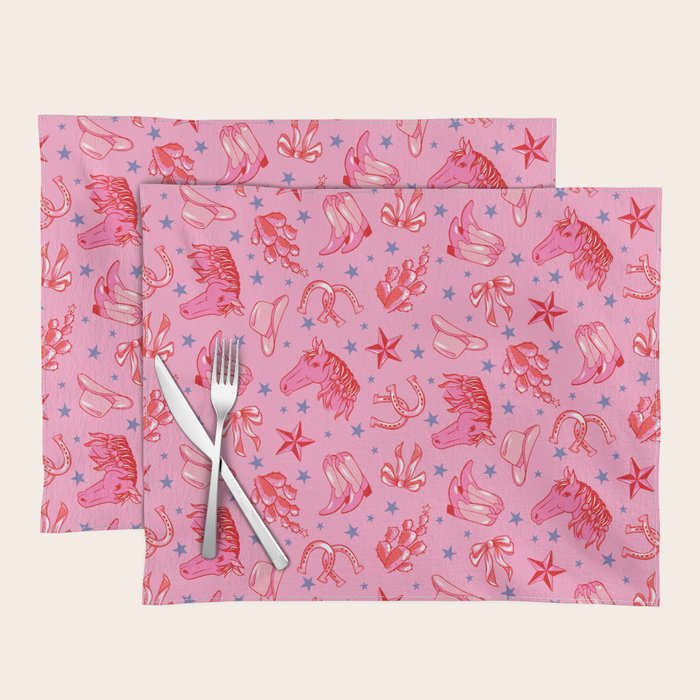 Cowgirl Christmas - pink and red Placemat Gallery Image 1