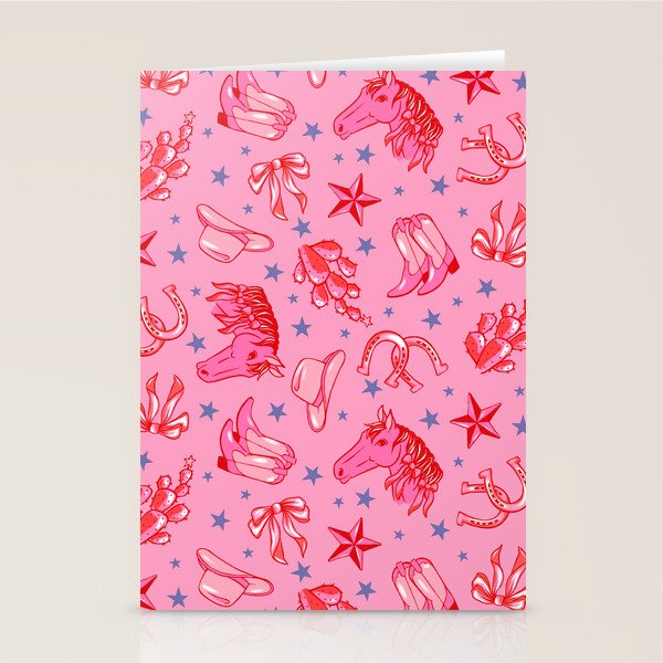 Cowgirl Christmas - pink and red Stationery Card Gallery Image 1