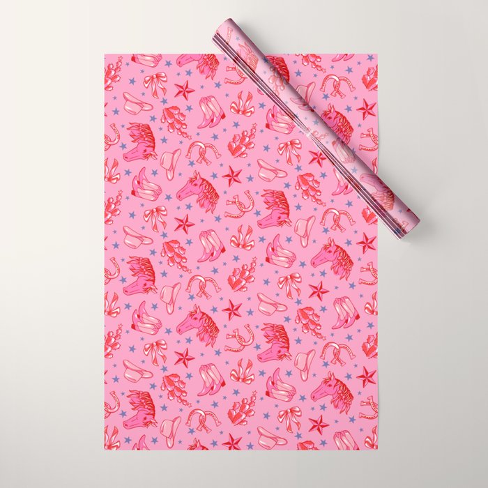 Cowgirl Christmas - pink and red Wrapping Paper Gallery Image 1