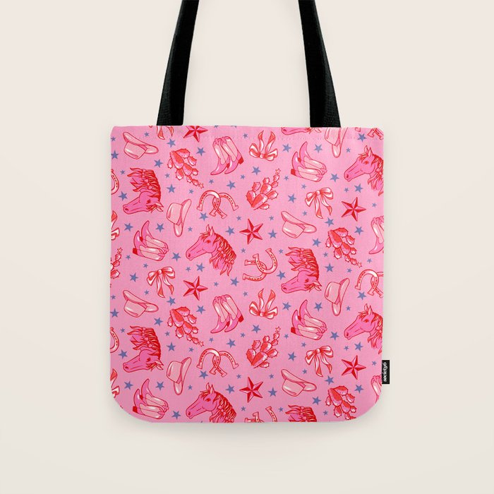 Cowgirl Christmas - pink and red Tote Bag Gallery Image 1