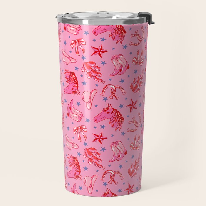 Cowgirl Christmas - pink and red Travel Mug Gallery Image 2