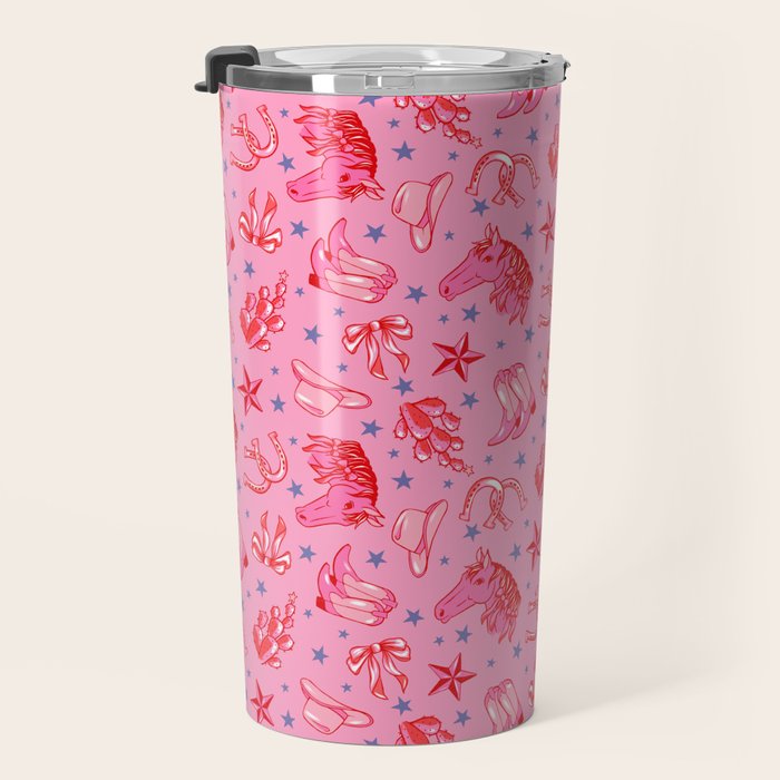 Cowgirl Christmas - pink and red Travel Mug Gallery Image 3