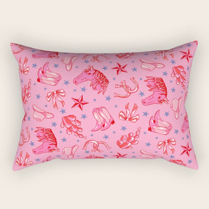Cowgirl Christmas - pink and red Rectangular Pillow Gallery Image 2