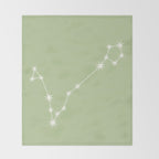 Pisces Zodiac Star Constellation Line Art Soft Green Throw Blanket Gallery Image 2