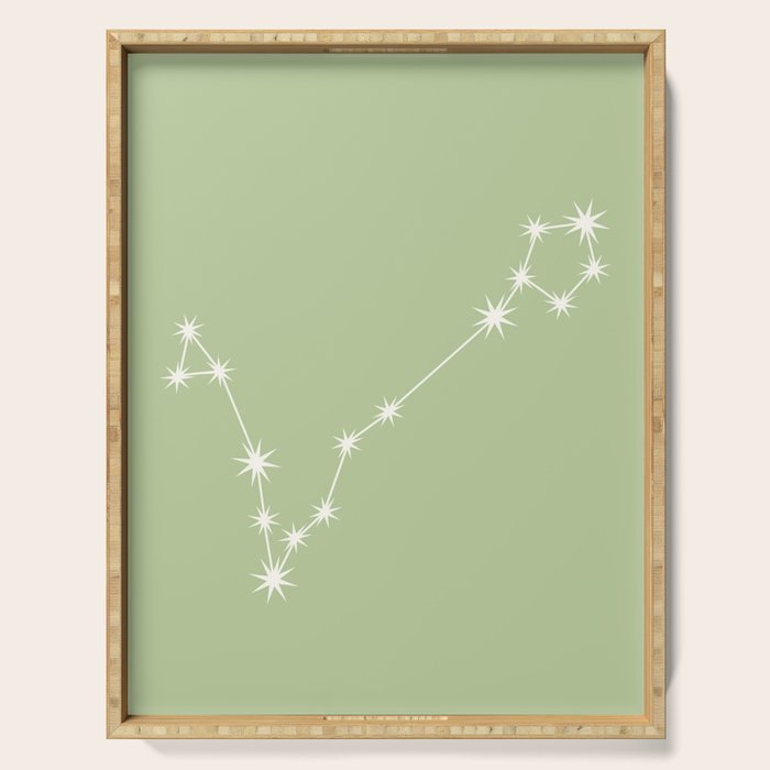 Pisces Zodiac Star Constellation Line Art Soft Green Serving Tray Gallery Image 1