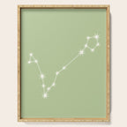 Pisces Zodiac Star Constellation Line Art Soft Green Serving Tray Gallery Image 1