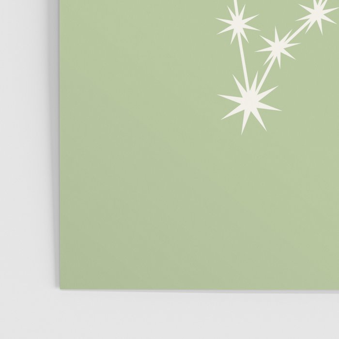 Pisces Zodiac Star Constellation Line Art Soft Green Poster Gallery Image 3