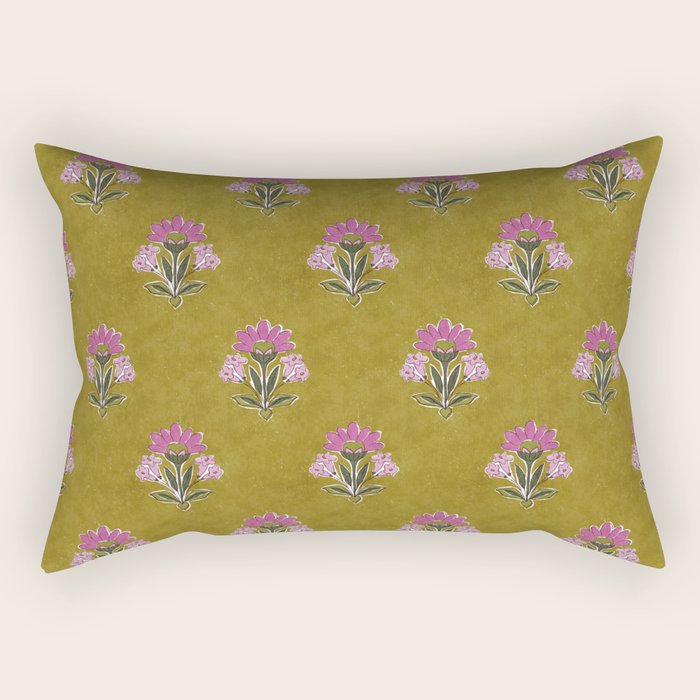Block pink floral  Rectangular Pillow Gallery Image 1