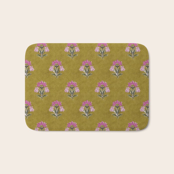 Block pink floral  Bath Mat Gallery Image 1